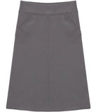 Girl's Stretch Cotton Knit Below the Knee Pocket Skirt