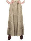 Women's Ankle Length Tiered Long Denim Prairie Skirt