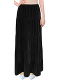 Women's Velvet Micro Rib Boho Tiered Maxi Skirt