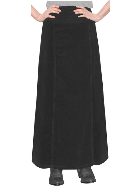 Women's Long Ankle Length Stretch Corduroy A-Line Panel Skirt