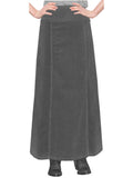 Women's Long Ankle Length Stretch Corduroy A-Line Panel Skirt