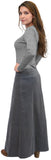 Women's Long Ankle Length Stretch Corduroy A-Line Panel Skirt