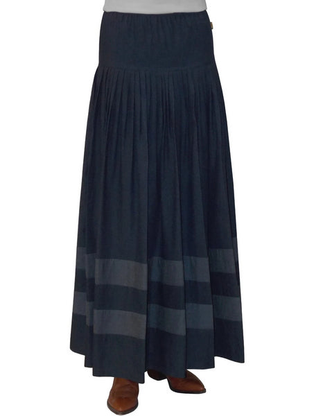 Women's Original BIZ Style Striped Bottom Long Denim Skirt