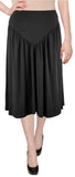 Women's Black Midi Slinky Short Knit V Yoke Skirt