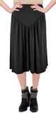 Women's Black Midi Slinky Short Knit V Yoke Skirt