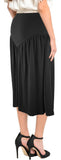 Women's Black Midi Slinky Short Knit V Yoke Skirt