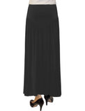 Women's Black Slinky Knit V- Yoke Ankle Length Long Skirt