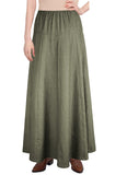 Women's Ultra Soft Lightweight Denim Fit and Flare A-Line Maxi Skirt