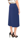Women's Basic Modest 26" Below the Knee Length Midi Stretch Knit Straight Skirt