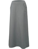Women's Stretch Cotton Knit Western Style Ankle Length A-Line Skirt
