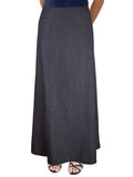 Women's Long Ankle Length Denim A-Line Panel Skirt