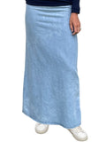 Women's Basic Modest Ankle Length Long Lightweight Denim Straight Skirt