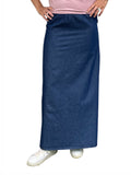 Women's Basic Modest Ankle Length Long Lightweight Denim Straight Skirt