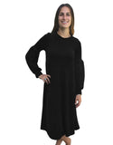 Women's Textured Velvet Midi Length Swing Dress