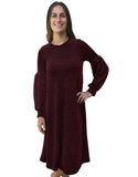 Women's Textured Velvet Midi Length Swing Dress